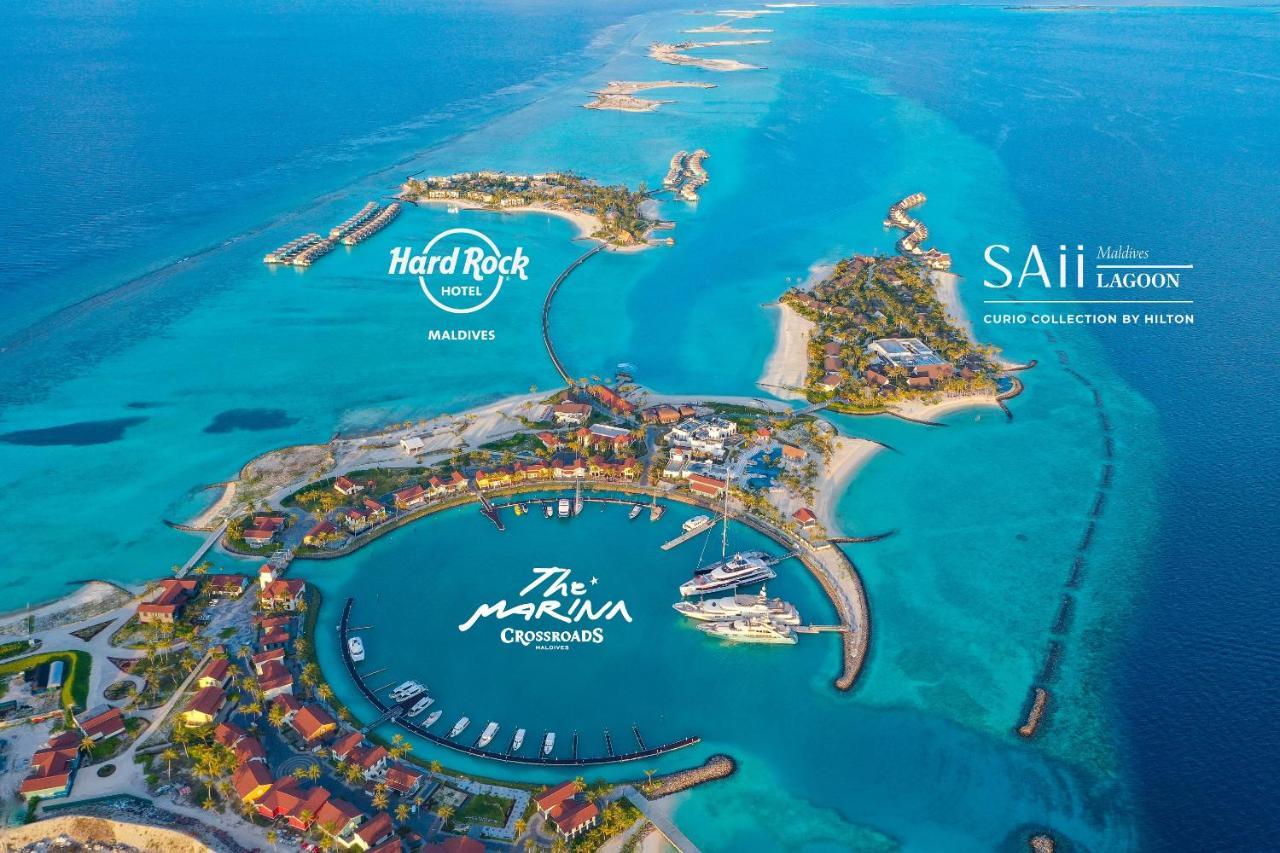 马尔代夫硬石酒店 Emboodhoo Lagoon 外观 照片 Aerial view of the resort