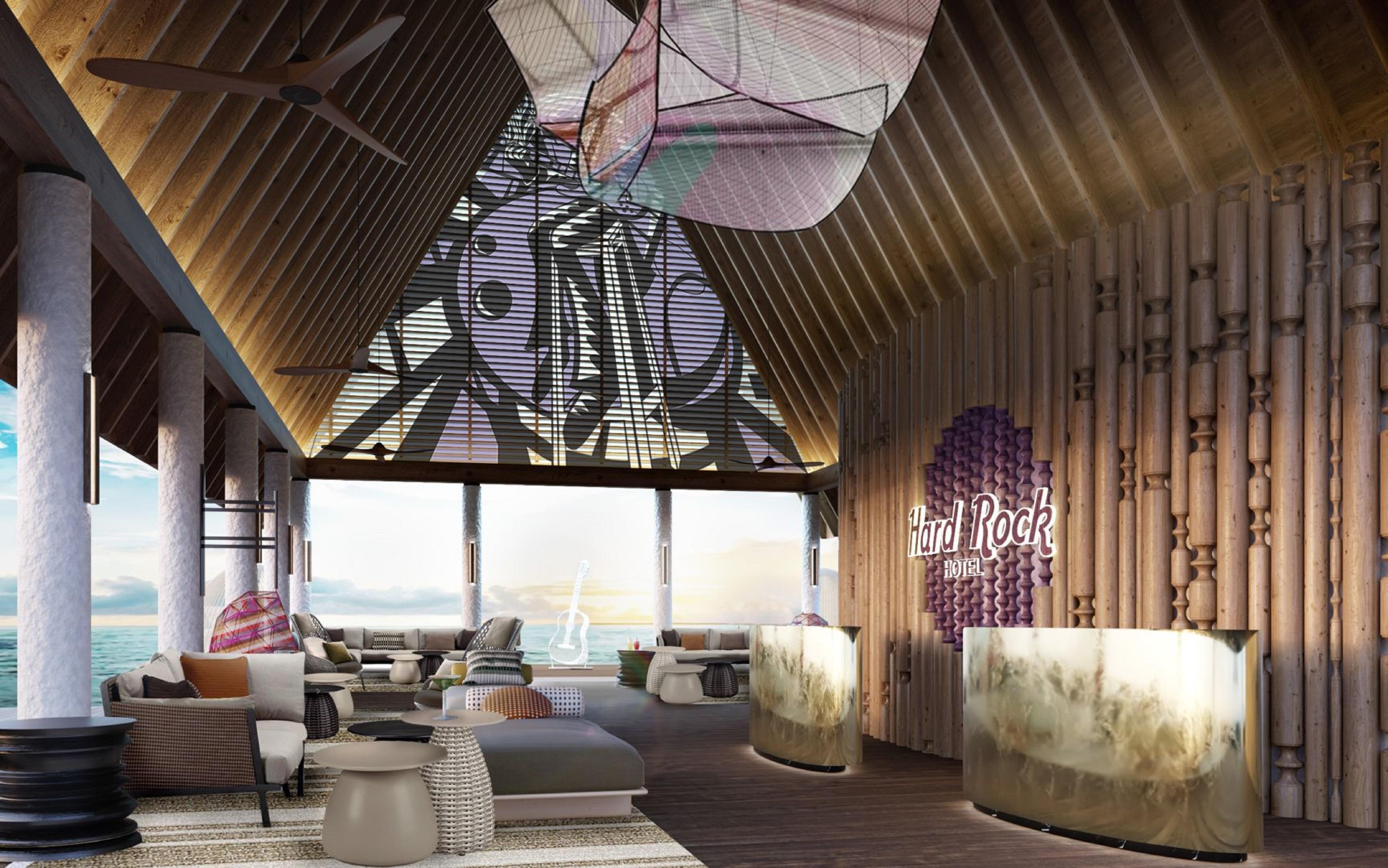 马尔代夫硬石酒店 Emboodhoo Lagoon 外观 照片 The lobby of the hotel